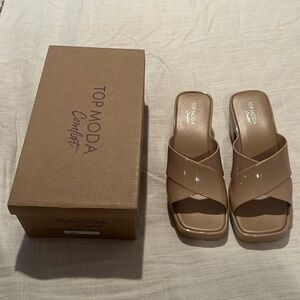 NWT camel slides with heel/ brand new never worn